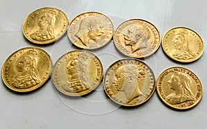 Gold Sovereign Coins,mixed dates,front and rear. photo