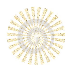 Gold sparkles glitter dust metallic confetti on white vector background.