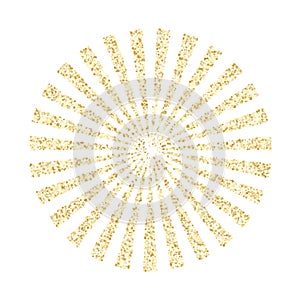 Gold sparkles glitter dust metallic confetti on white vector background.