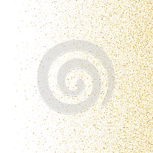 Gold sparkles glitter dust metallic confetti on white vector background