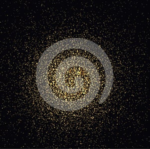 Gold sparkles isolated on black background. Gold glitter pattern. Luxury background for card, vip, exclusive, certificate, gift