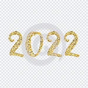 Gold sparkling typography. Happy New 2022 Year.