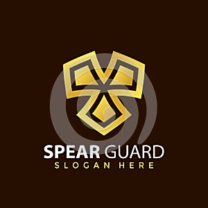 Gold Spear Guard logo Design vector illustration
