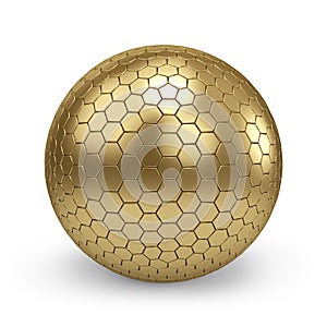 Gold sphere with honeycomb pattern