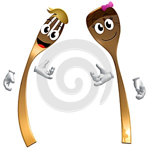 Gold spoon fork on welcome pose