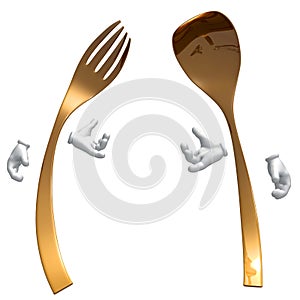 Gold spoon fork on welcome pose