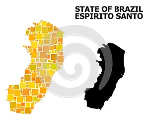 Gold Square Pattern Map of Espirito Santo State