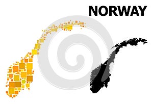Gold Square Pattern Map of Norway