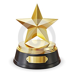 Gold star award. 3d render