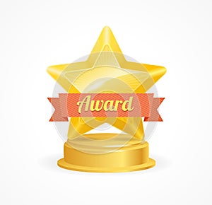 Gold Star Award. Vector photo