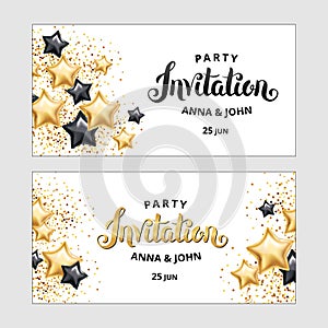 Gold Star balloon invitation