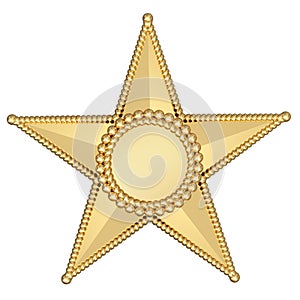 Gold star with blank plate isolated