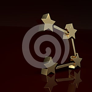 Gold Star constellation zodiac icon isolated on brown background. Minimalism concept. 3D render illustration