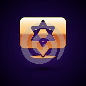 Gold Star of David icon isolated on black background. Jewish religion symbol. Symbol of Israel. Vector