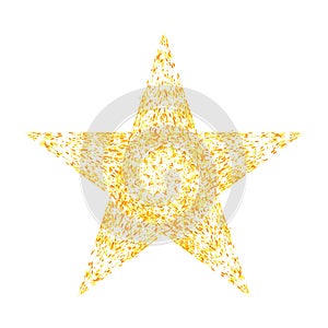 Gold Star Isolated on White Background. Yellow Starry Pattern