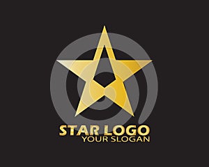 Gold Star Logo Vector in Elegant Style with Black Background