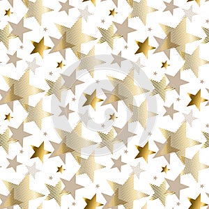 Gold star luxury pastel color seamless pattern.