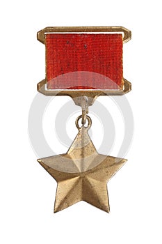 The Gold Star medal is a special insignia of Heroof the Soviet Union