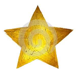 Gold Star. Shining Paint Stain Hand Drawn Illustration