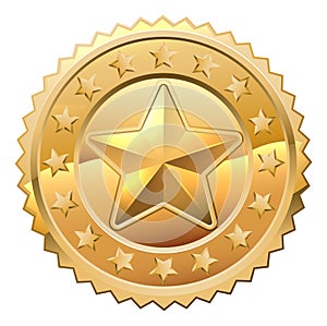 Gold Star Shiny Medal Symbol Award Badge Icon