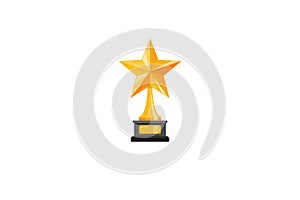 Gold star trophy symbol of victory. Awards of winners