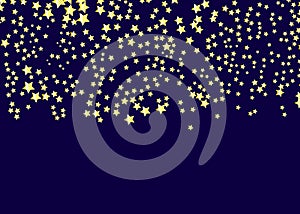 Gold Star Vector. Shine confetti pattern. Falling golden stars. Simple dark background. Eps10.