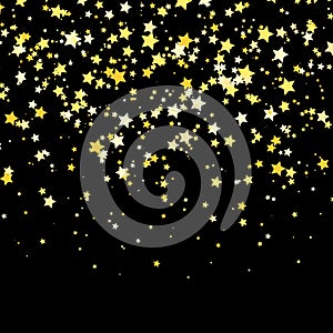 Gold Star Vector. Shine confetti pattern. Vector