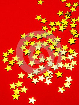 Gold Stars Abstract red Background. Stars, abstract.
