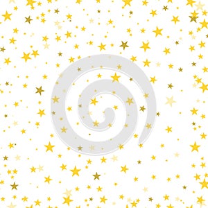 Gold stars confetti scatter shiny seamless pattern abstract back