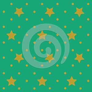 Gold Stars with Green Repeat Pattern Background