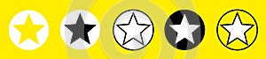 Gold stars icon. Glossy yellow stars shape. Vector illustration on white background