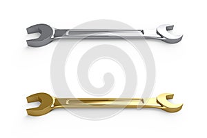 Gold and steel double-ended spanners