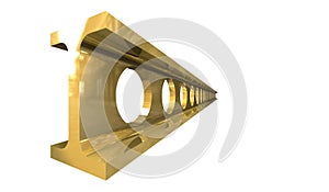 Gold steel girder isolated photo
