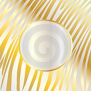 Gold ZEBRA Pattern Round Frame Luxury Design Vector Template Wedding Invitation Greeting card Holiday sign Birthday Blank