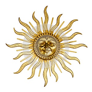 Gold sun with face