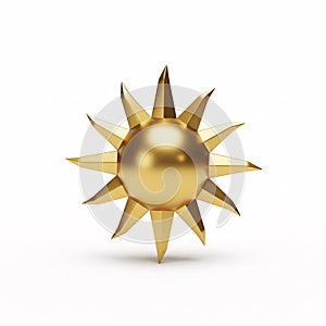 A gold sun sculpture with sharp rays