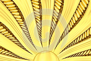 Gold sunburst background with rays and beams.