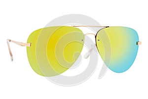 Gold sunglasses with yellow mirror lens