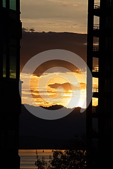 Gold sunset on Puget sound