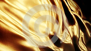 Gold surface with pleats, luxury gold fabric.