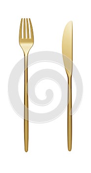 Gold tableware isolated on white background. 3D illustration