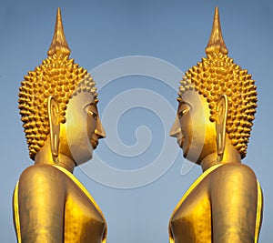 Gold temple statues and artwork buddhist culture