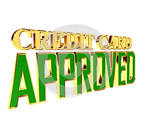Gold text credit card on white background