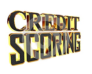 Gold text credit scoring on white background