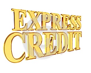 Gold text express credit on white background