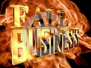 Gold text fall business on fire background