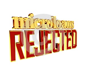 Gold text microloans rejected on white background