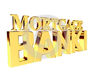 Gold text mortgage banki on white background