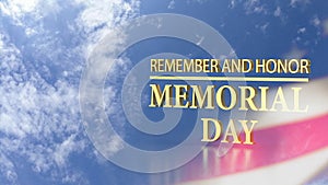 The gold text on Usa flag for memorial day concept 3d rendering