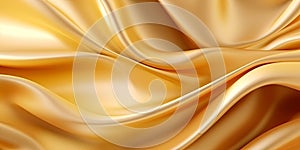 Gold textile texture background, luxury fabric waves pattern, generative AI